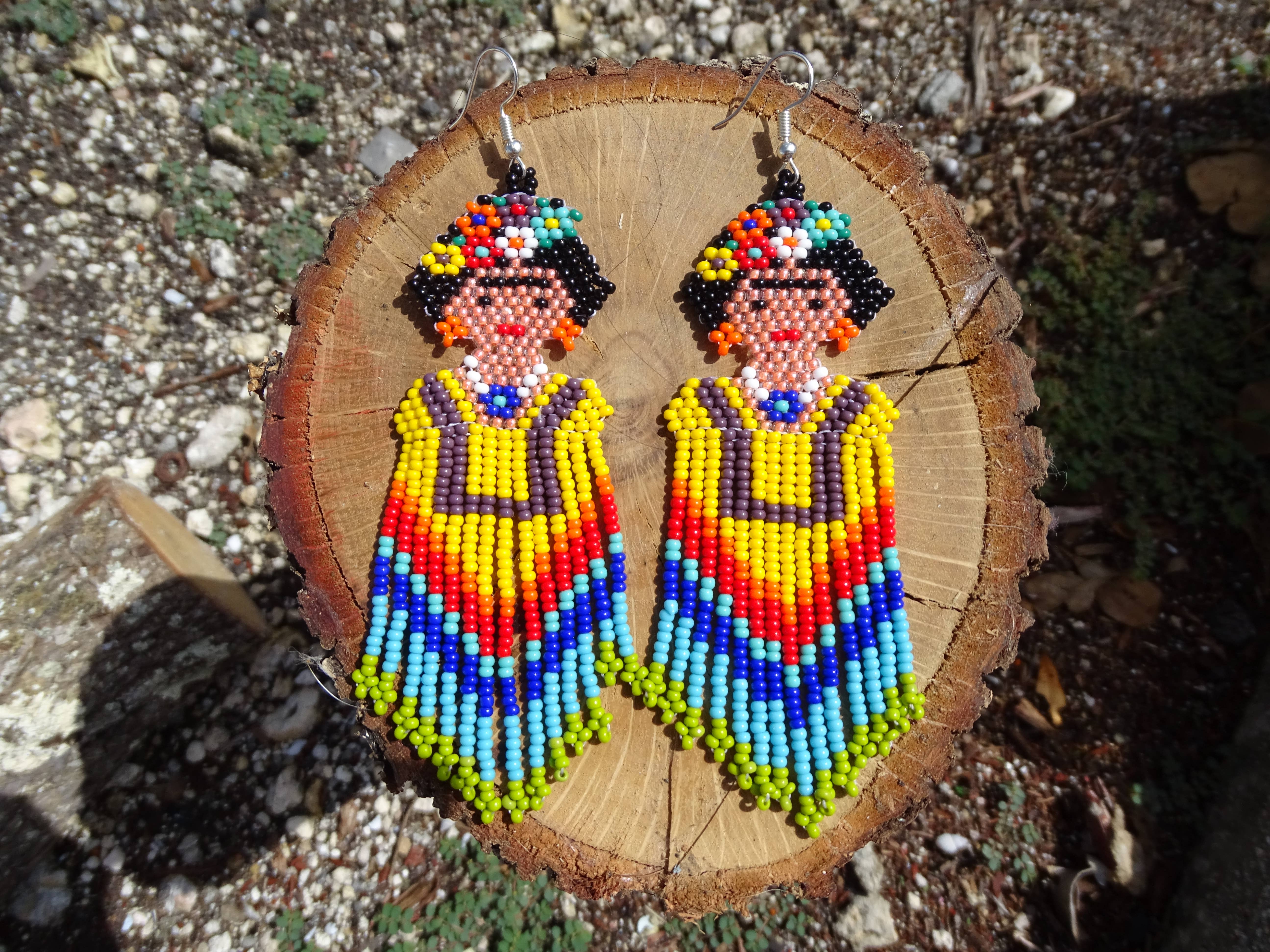 Pichincha - Wholesale Dangle Earrings - Extra Large Seed Bead Frida Inspired Long Dangle Earrings6