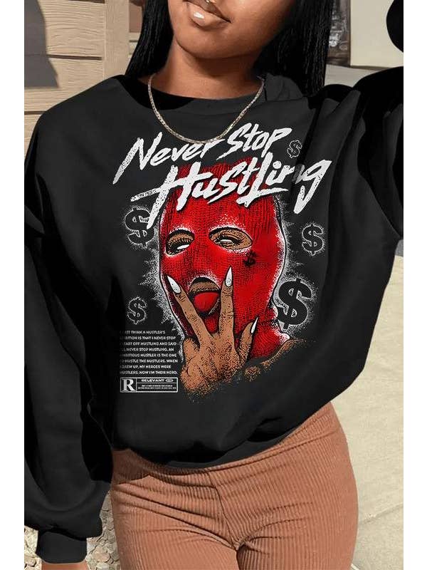 BLACK graphic casual sweatshirt for wholesale on Faire2