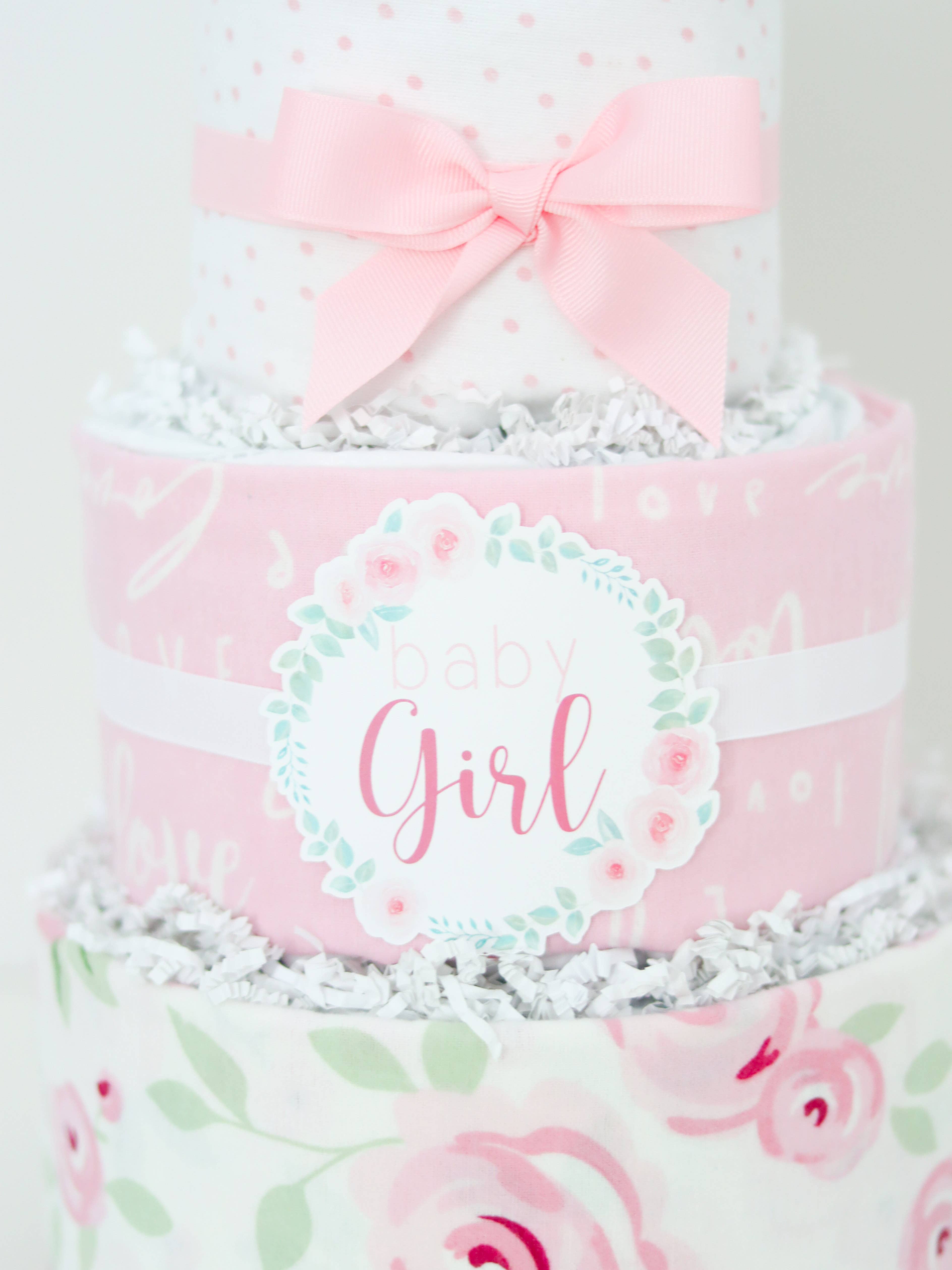 Baby Blossom Company - Wholesale Diaper (Non-Cloth) - Baby - Baby Girl Diaper Cake Gift Bundle- Rose4