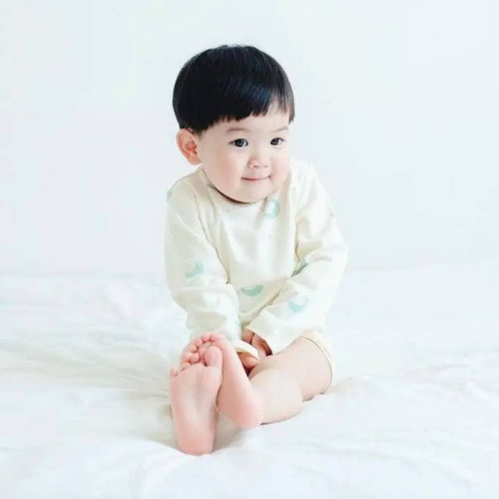 Off white midnight Organic Cotton Long Sleeve Onesie-Midnight for wholesale on Faire