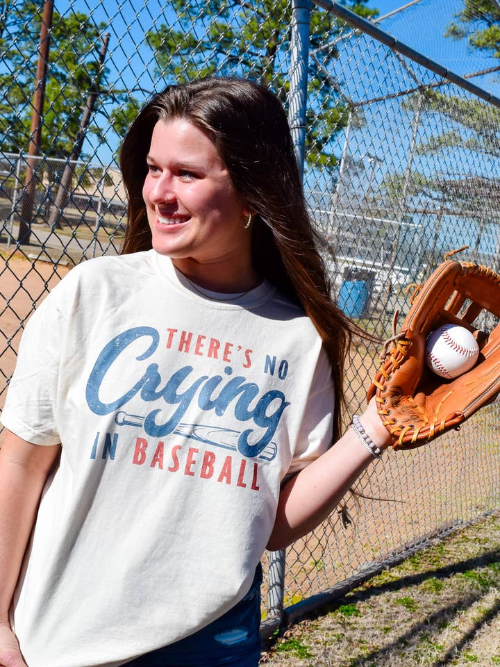 THERE'S NO CRYING IN BASEBALL GRAPHIC TEE for wholesale by Spirit+Tribe