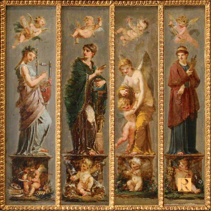 Pocket Square - Silk Scarf - Pierre-Paul Prud'hon Arts, Wealth, Pleasure and Philosophy for wholesale by Trani Designs