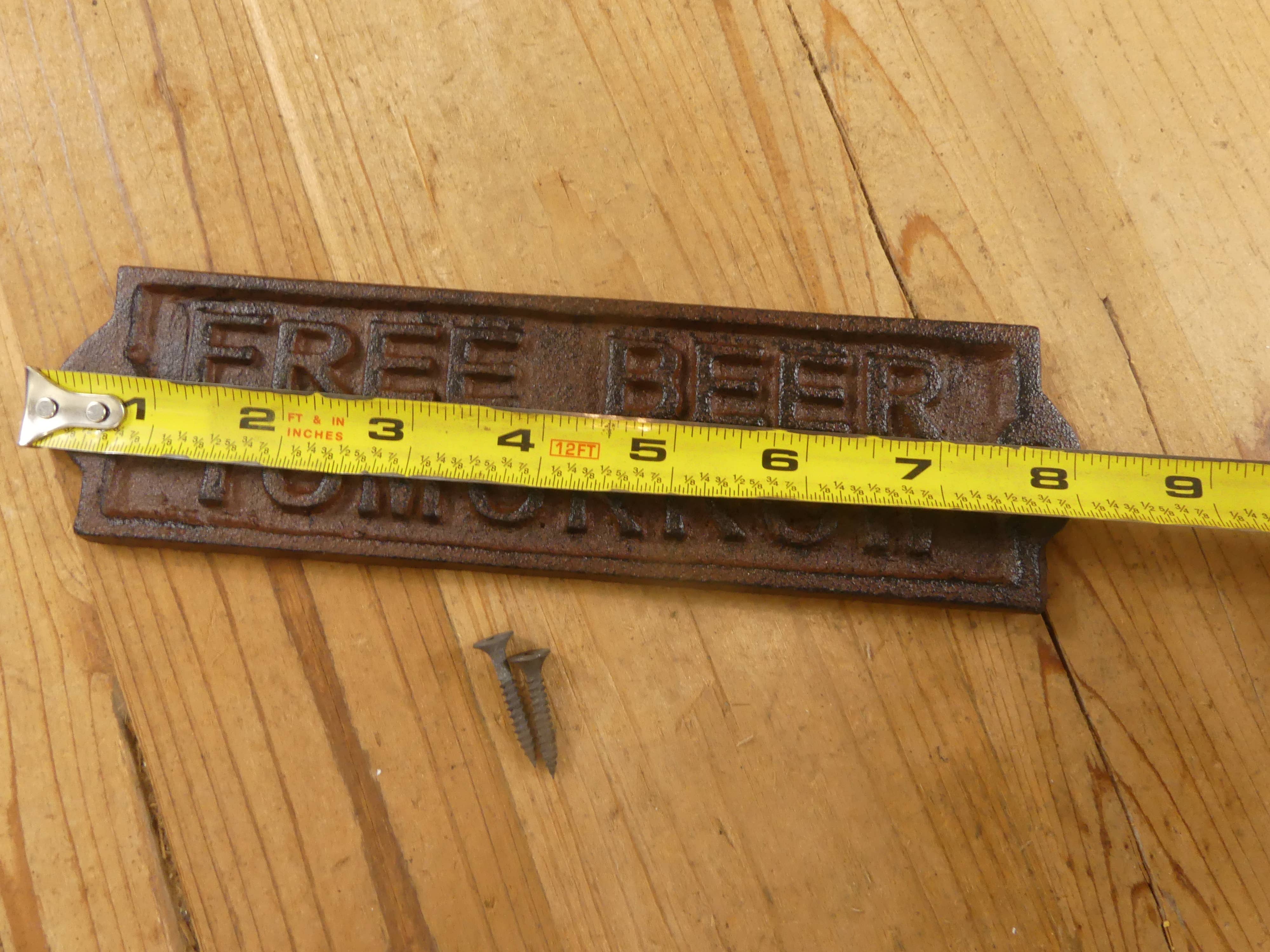 Midwest Craft House - Wholesale Sign - "FREE BEER TOMORROW" CAST IRON SIGN1