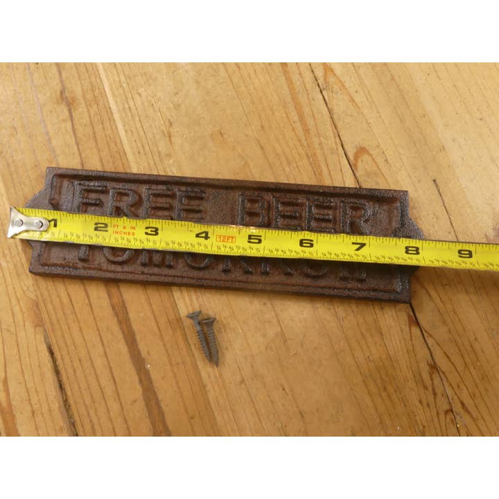 Midwest Craft House - Wholesale Sign - "FREE BEER TOMORROW" CAST IRON SIGN1