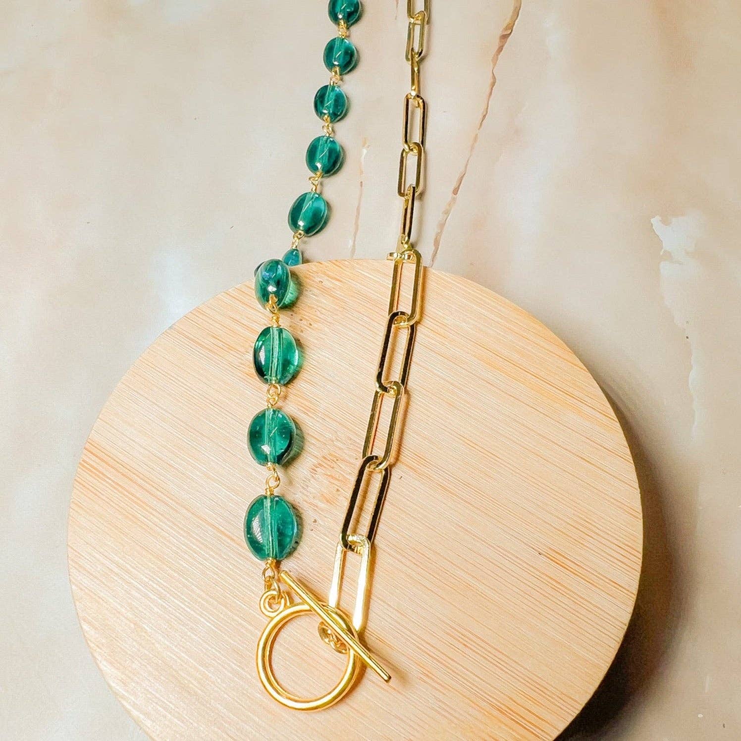 Santore Jewelry Company - Wholesale Pendant/Charm Necklace - Gemma: Gemstone + Chain Toggle Necklace7