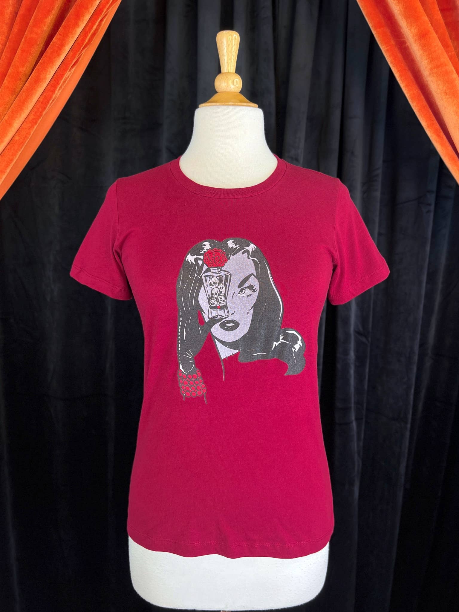 Mischief Made - Wholesale Shirt - Women's - Dark Temptation Fitted Tee in Cardinal3