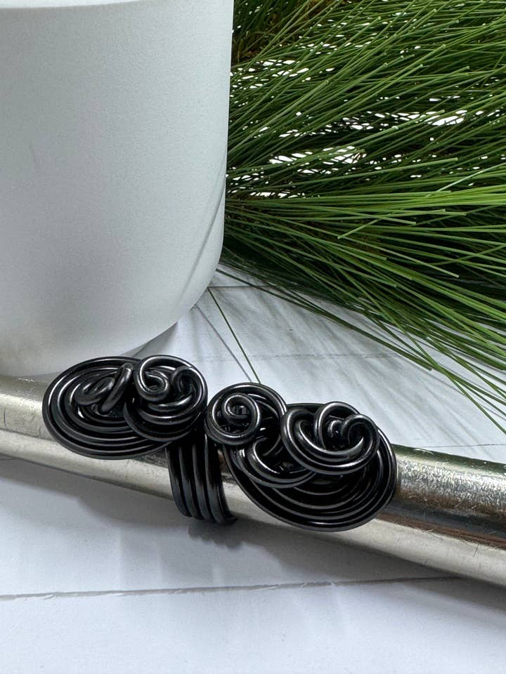 Black Statement Cocktail Ring, Aluminum Wire Wrapped Ring, Handmade Custom and Made to Order for wholesale by Jewelry With Me