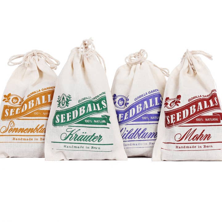 Seedballs 4-pack med vilda blommor, örter, solrosor och vallmo för wholesale av Gorilla Gardening