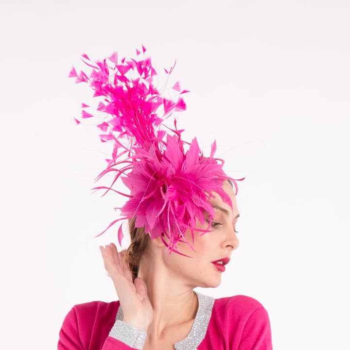 KaKyCo - Wholesale Fascinator hat – Women's - Small Base With Variety Feather On Top Fascinator | AJ780S3