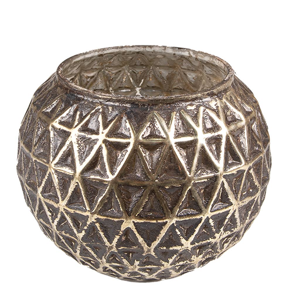 Clayre & Eef - Wholesale Candle Holder - 6GL3903 Tealight Holder Ø 13x10 cm Silver colored Glass0