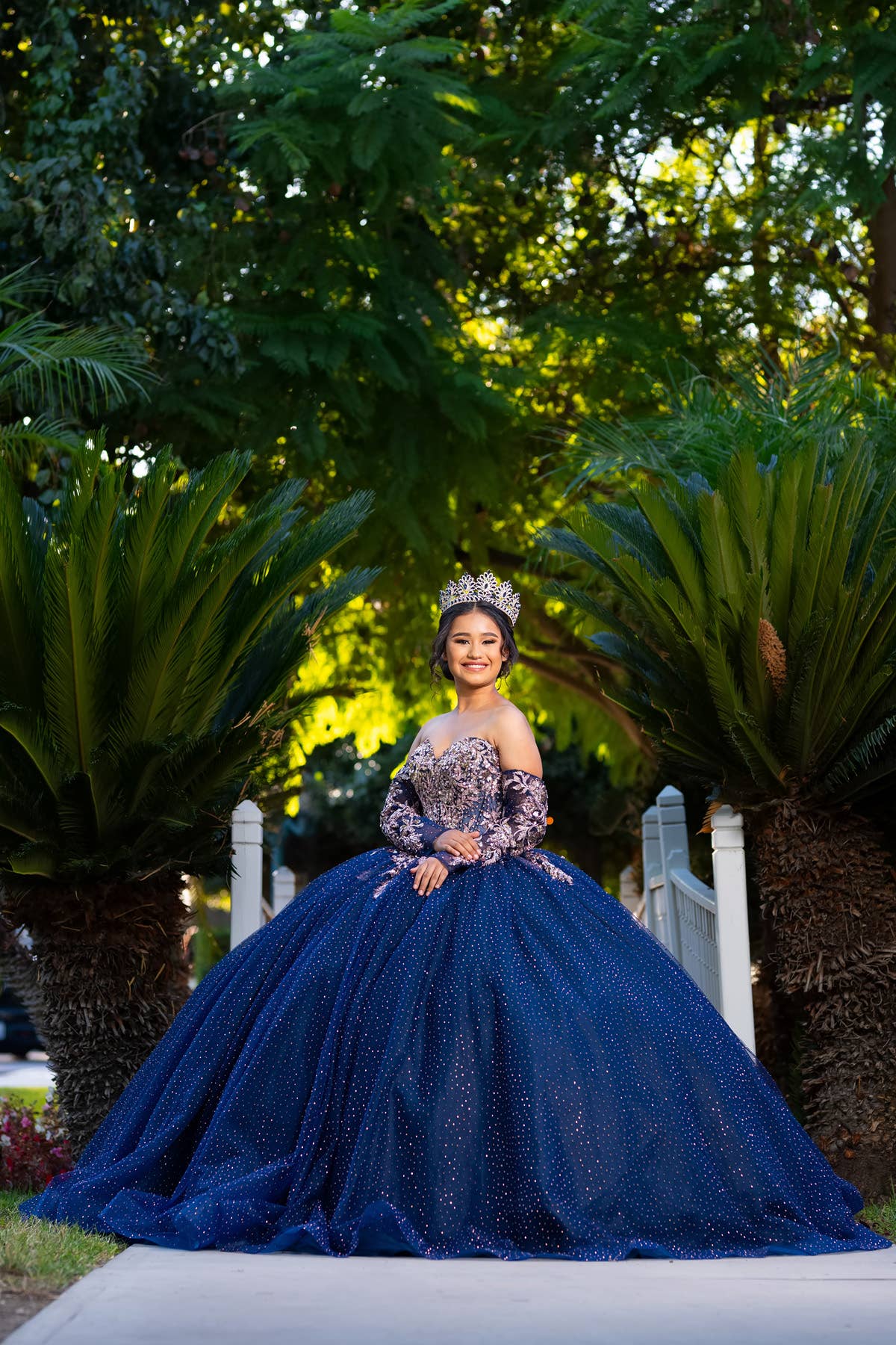 Navy and rose gold quinceanera dress with sleeves CHF3131 for wholesale on Faire7