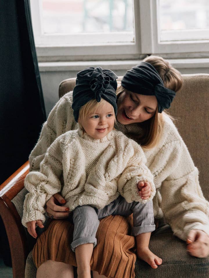 Fluweel donkergrijze tulband nr. 1 voor wholesale door Looks by Luks