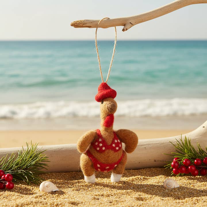 Decoración navideña hecha a mano de fieltro con forma de pavo para venta al por mayor de Felt So Good