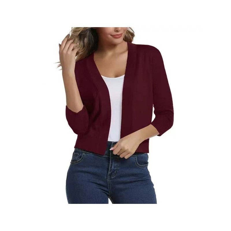 Sheer Trend - Wholesale Cardigan - Dames - Effen Kleur Eenvoudig Gebreid Vest5