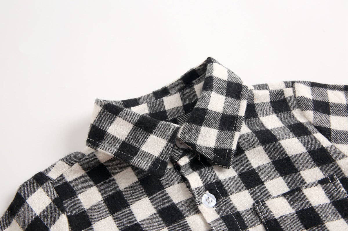 MyKids-USA® - Wholesale Button Down Shirt - Kids - Baby Boy Plaid Pattern Buttoned Shirt With Pockets Long Sleeve bodysuit In Autumn6