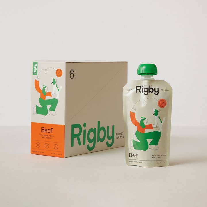 Rigby - Wholesale Pet Treats - Dog - Organic Beef Squeeze Pouch for Dogs - 6 Pack