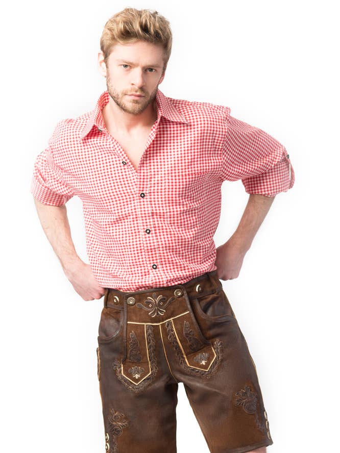 Lederhose Starnberg Short Darkbrown - Party Costume for wholesale by Partychimp