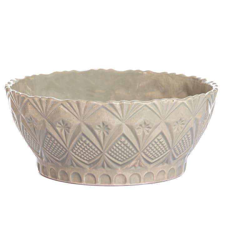 CMK Vintage Inspired Large Handmade Ceramic Bowl/Taupe for wholesale by Coppermill Kitchen LLC