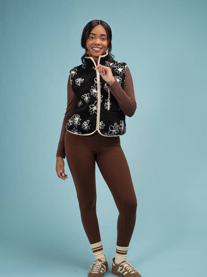 Montana Vest | Black Floral for wholesale by Midnight Lunch