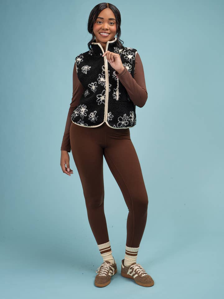 Montana Vest | Black Floral for wholesale by Midnight Lunch