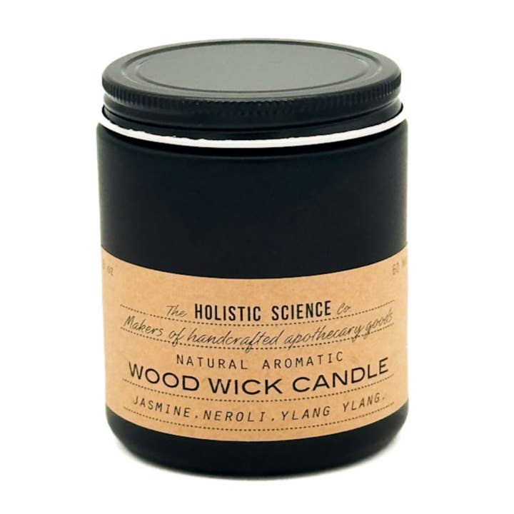 Aromatic Wood Wick Candle: Jasmine. Neroli. Ylang Ylang. for wholesale by The Holistic Science Co.®