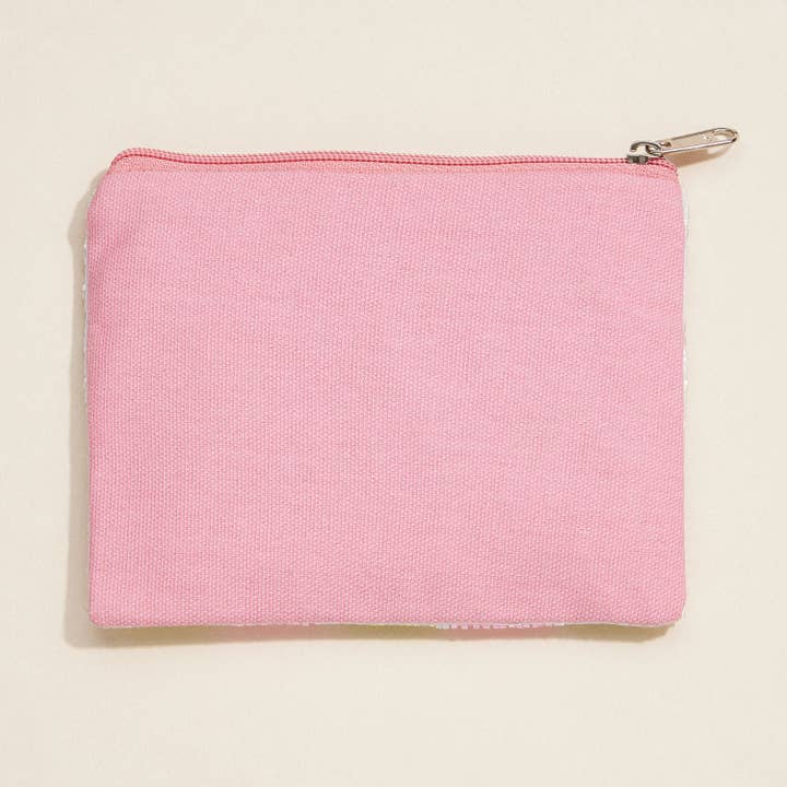 Pink Handcrafted Beaded Golf Themed Argyle Zip Pouch for wholesale on Faire