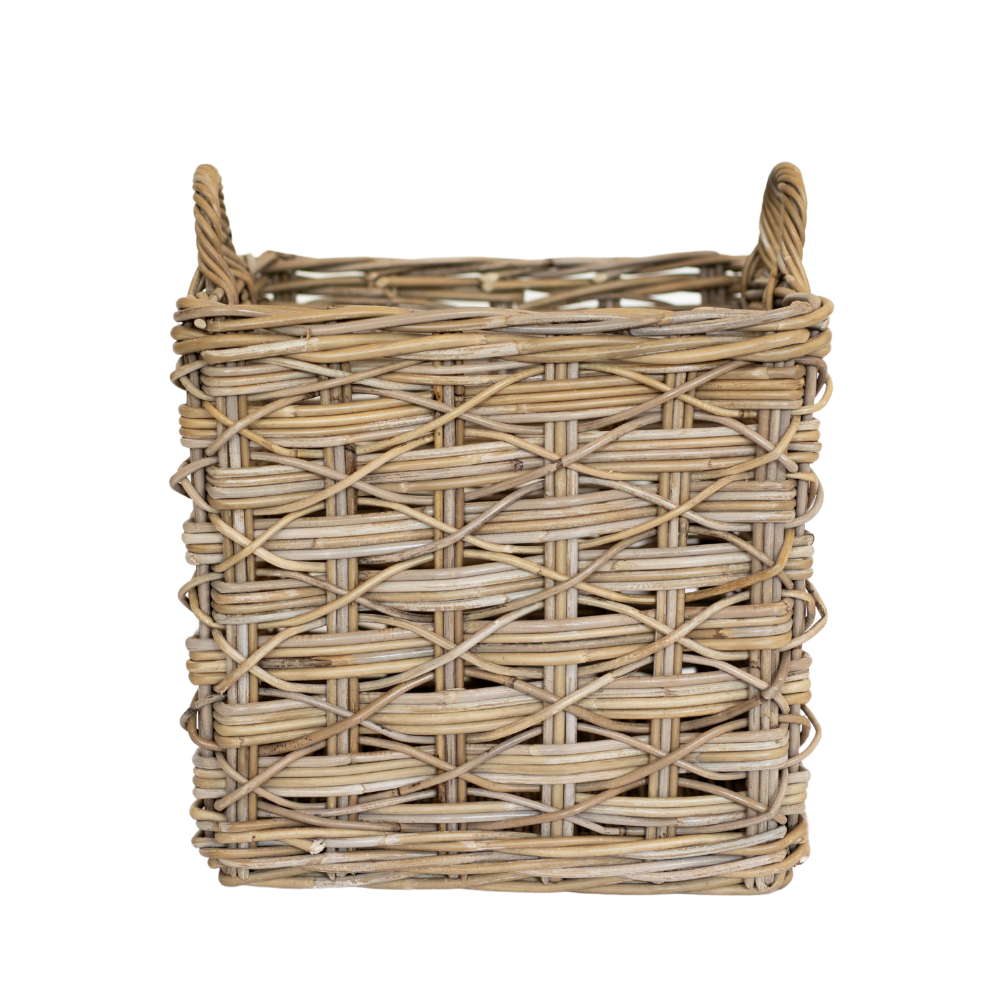 Basketly – Cesta por atacado – Cesto Quadrado de Rattan com Trama em X0