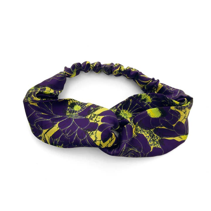 Silky Satin Knot Headband With Late Bloom Floral Pattern for wholesale by OlaOla