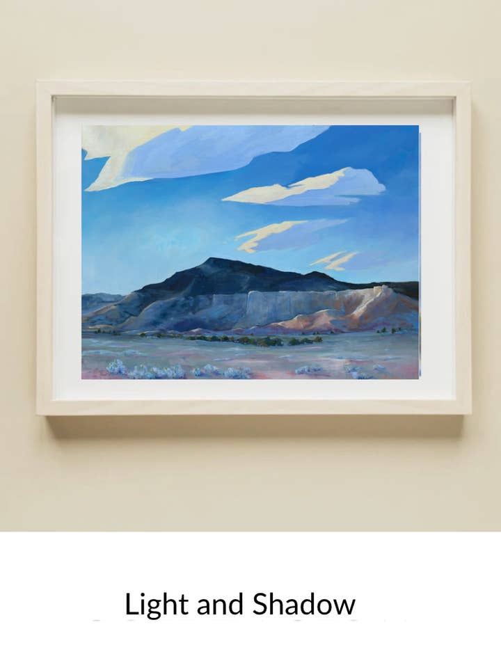 Light and Shadow Desert Cliff Art Print i størrelse 8 „x10" eller 11 „x14" for engroshandel hos Miranda Morehouse Fine Art
