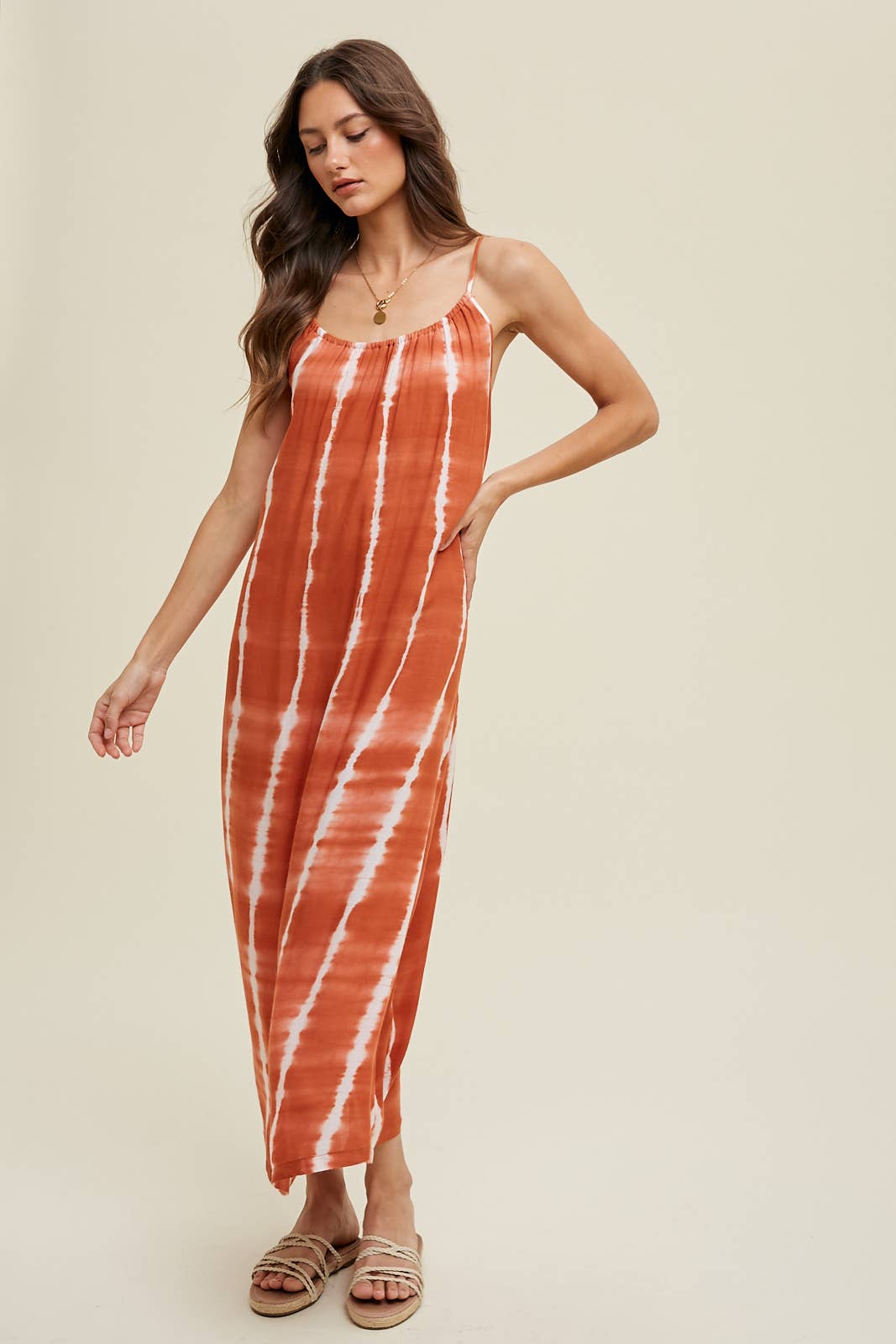 Wishlist Apparel - Wholesale Dress - Women's - TIE DYE MAXI DRESS WITH SELF BACK TIE / WL23-83524