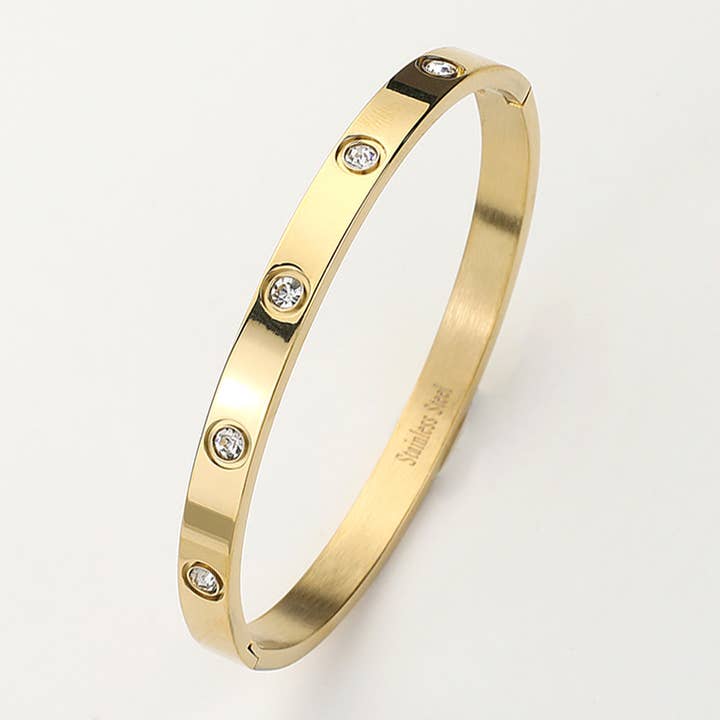 Sensibling Corp. - Wholesale Bangle Bracelet - Stainless Steel Crystal Embellished Bangle Bracelet
