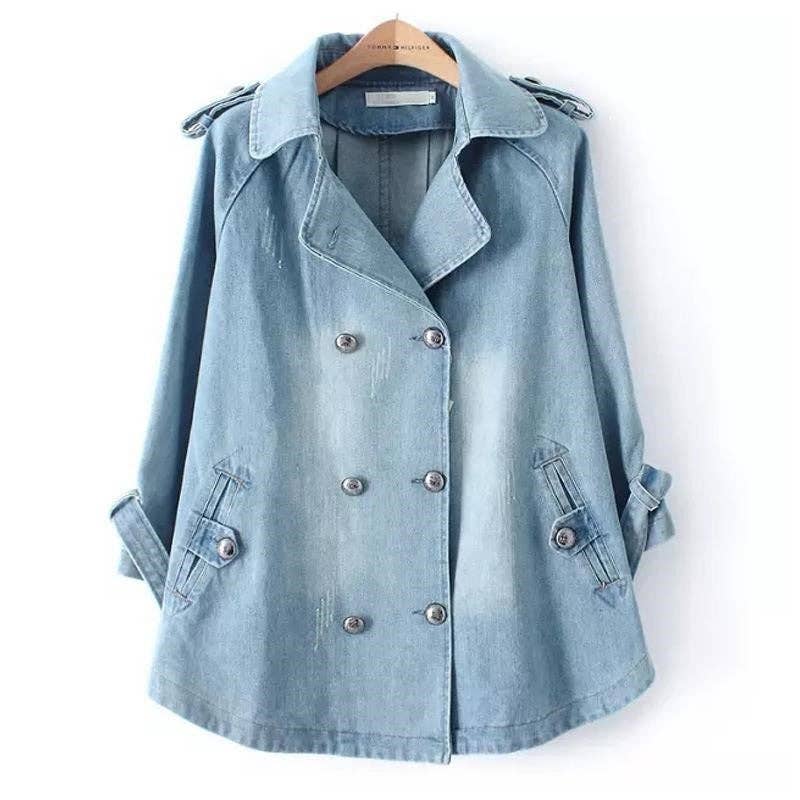UZ Wholesale Store - Wholesale Denim Jacket - Women's - Double Breasted Loose Denim Jacket7