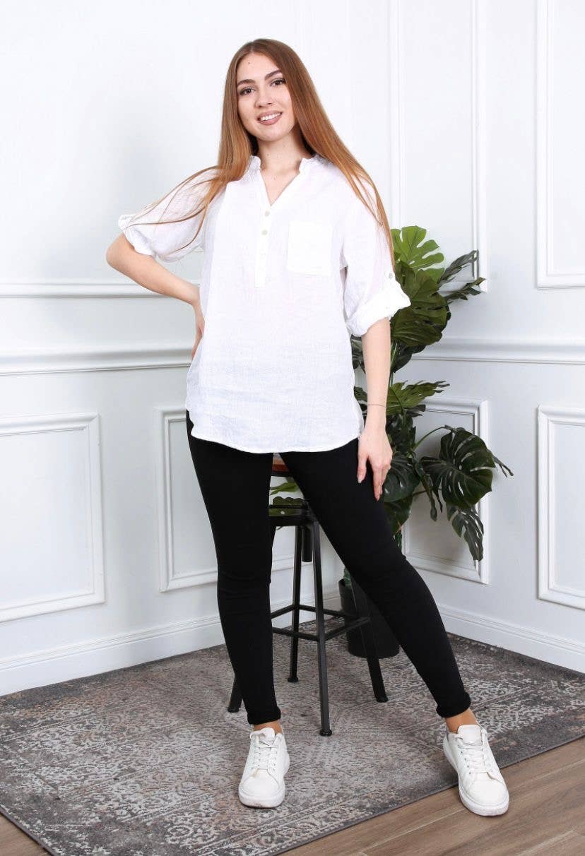 LÉA & LUC - Wholesale Button Down Shirt - Women's - 100% Linen Blouse REF. 636784