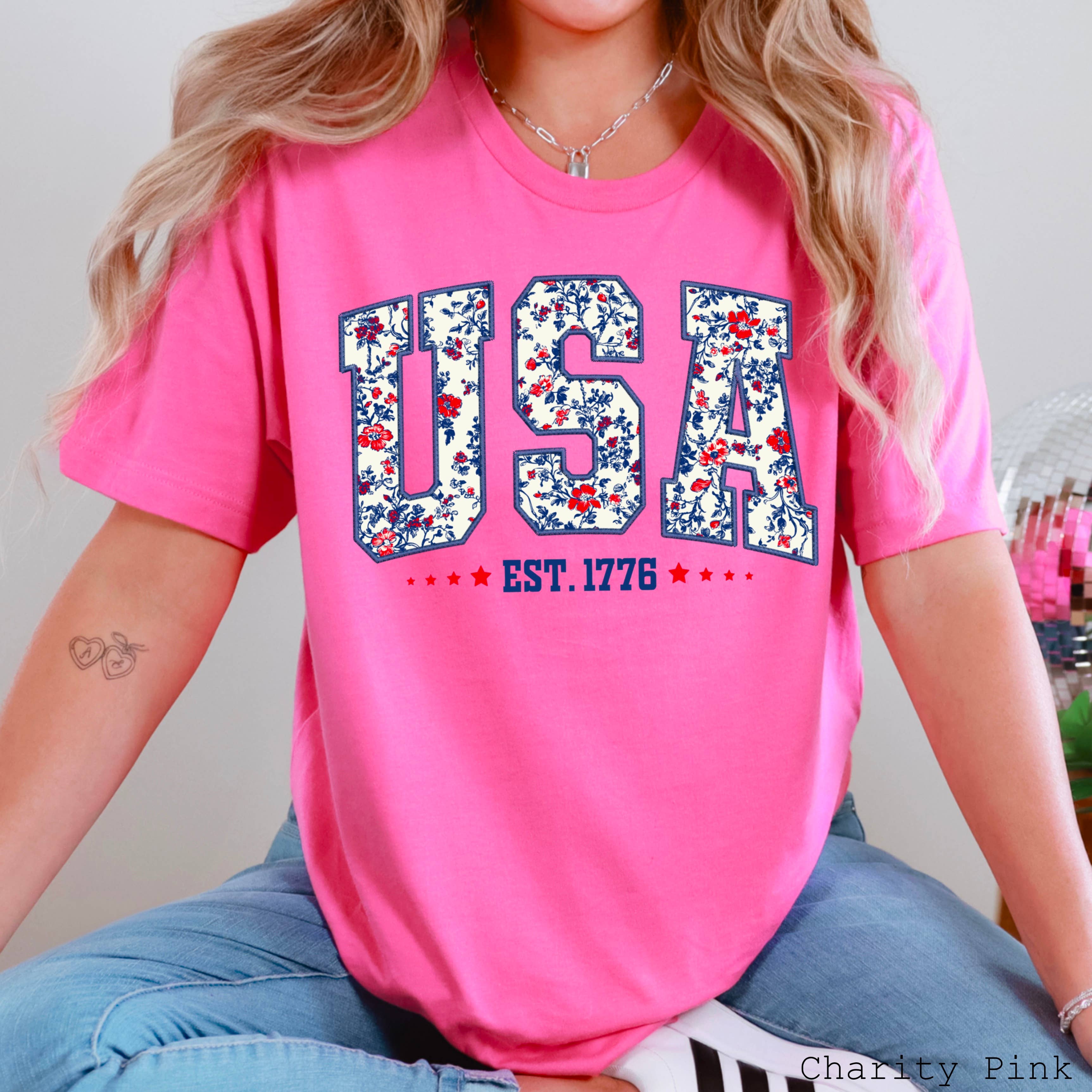 Shoppe SHC – wholesale T-shirt (graphic) – women's – July 4th Graphic Tee | Floral USA  | Bella Canvas 4
