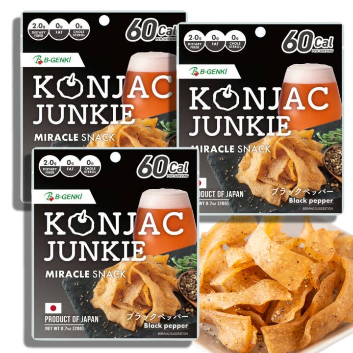 B-GENKi Konjac Junkie Sort Peber 0,7oz (20g), 3 Poser for engroshandel hos Aki Foods Japan