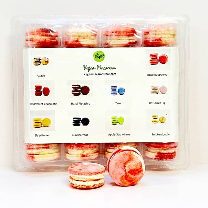 macaron centrale - Wholesale Cookie - Wholesale Strawberry Cheesecake Vegan Macarons | Available in 24 & 48 Pack | A great addition for your bakery establishment or your next party