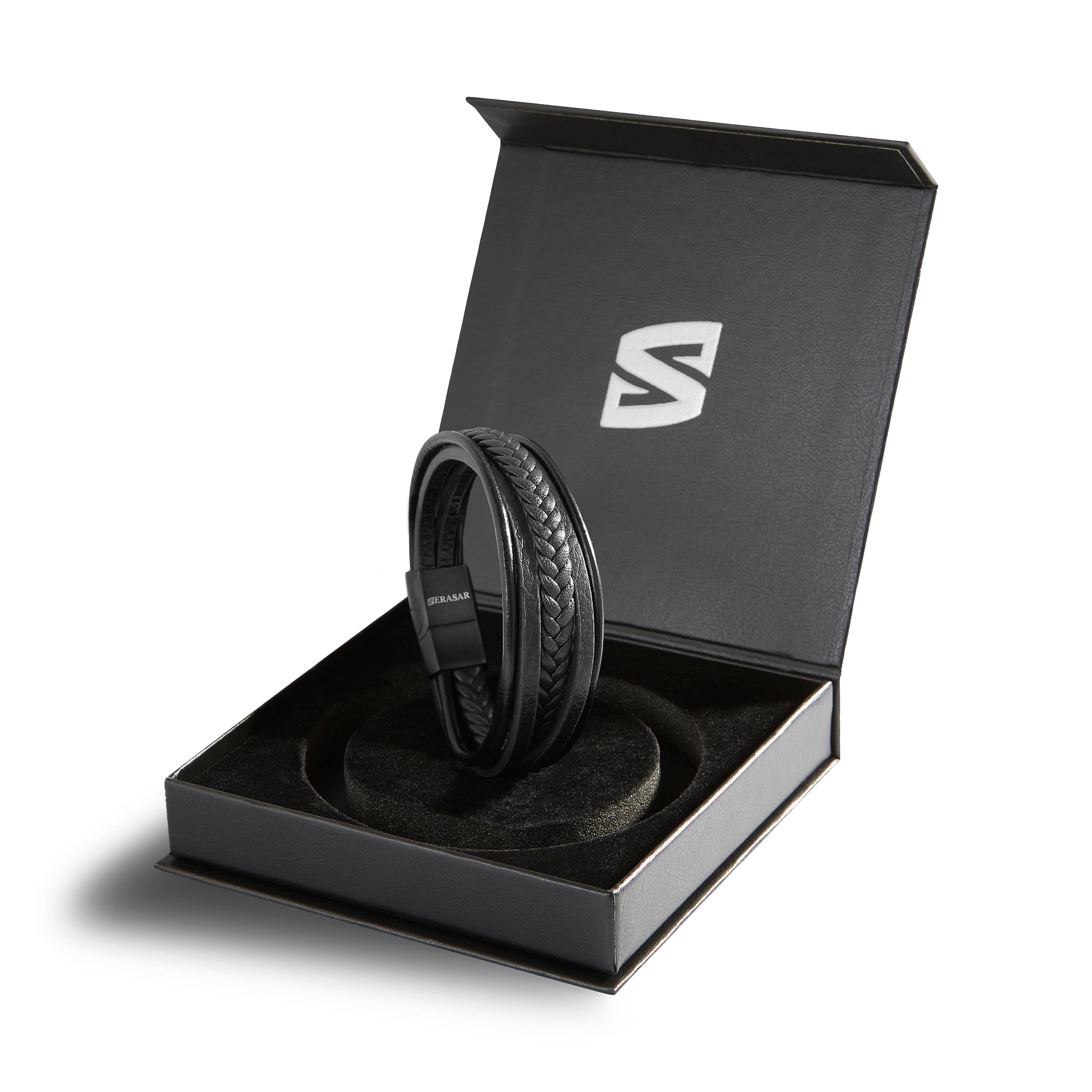 SERASAR - Wholesale Bangle Bracelet - SERASAR, "Braid" leather bracelet for men2