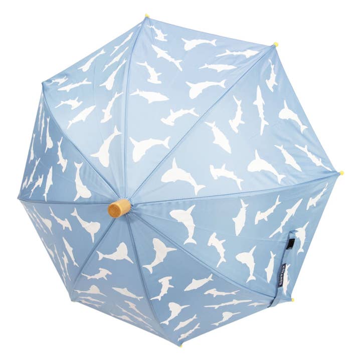 Korango Australia - Wholesale Paraplu - kinderen - Kleurveranderende paraplu met haai-print blauw3
