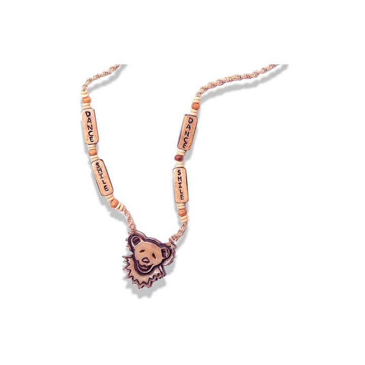 Gypsy Rose - Wholesale Beaded/Pearl Necklace - Grateful Dead Bear And Smile Dance Bone Bead Hemp Necklace
