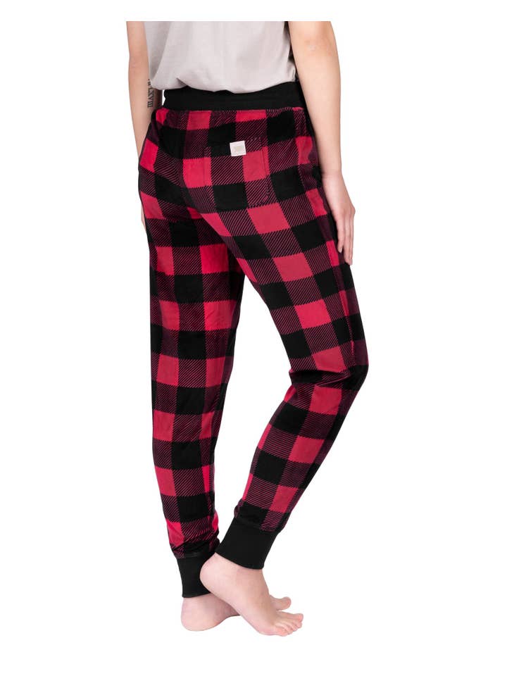 LATTELOVE by Coffee Shoppe - Wholesale Lounge Sweatpants/Joggers - Women's - Coffee Shoppe Micropolar Fleece Print Plaid Lounge Jogger5