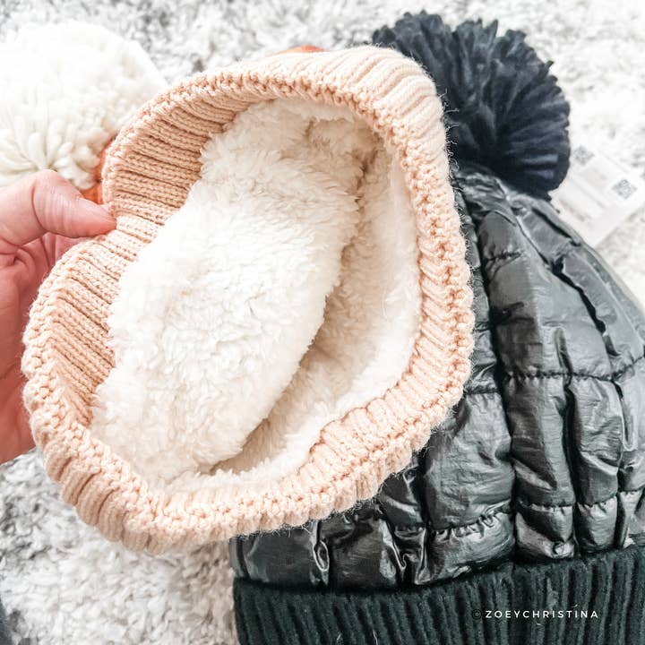 Zoey Christina - Wholesale Beanie - Women's - Chic Puffer Hats with Pom-Pom - Cozy Winter Accessory