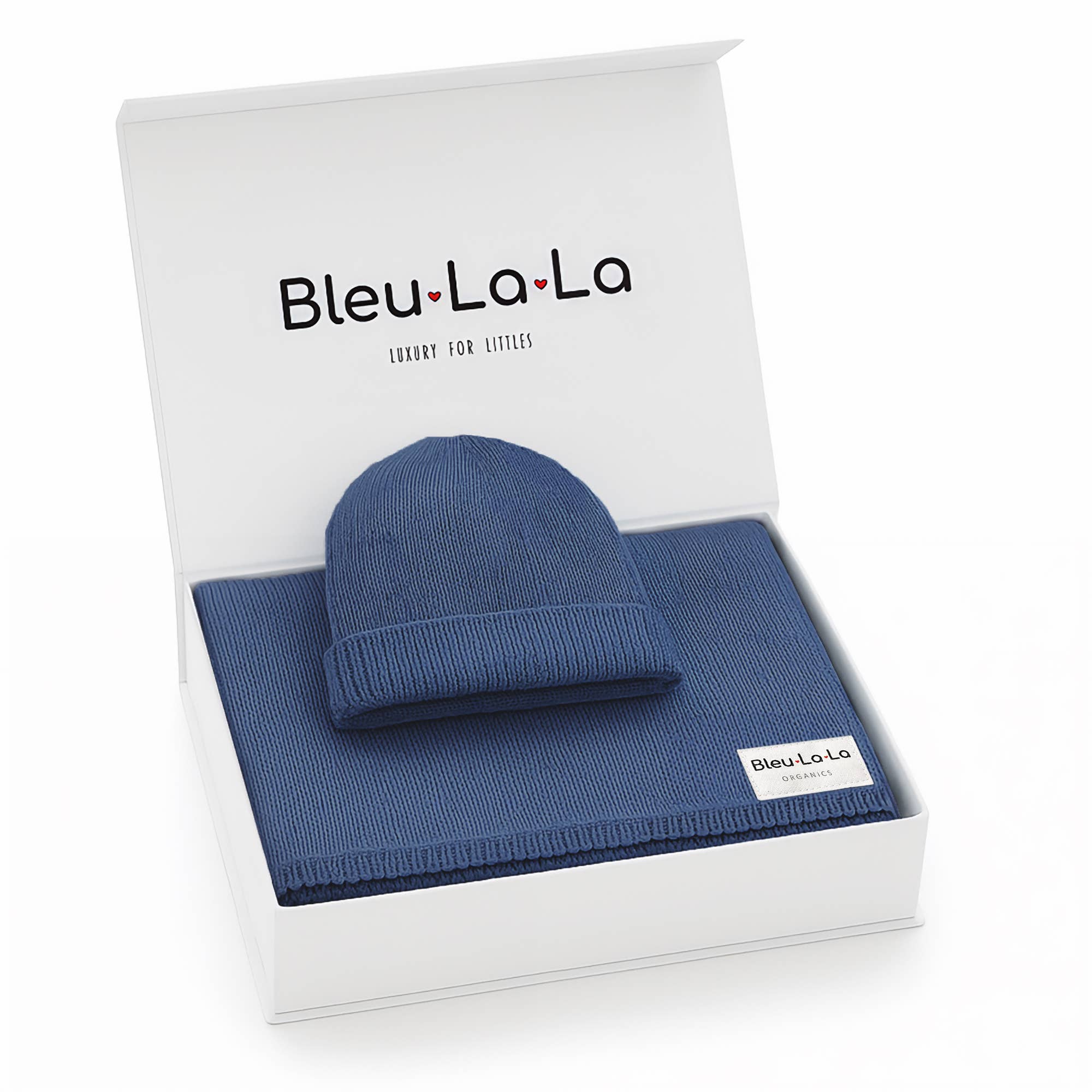 Bleu La La - Wholesale Bedding Blanket - Kids & Baby - Luxe - 100% Organic Cotton Knit Blanket + Hat Boxed Gift Set0