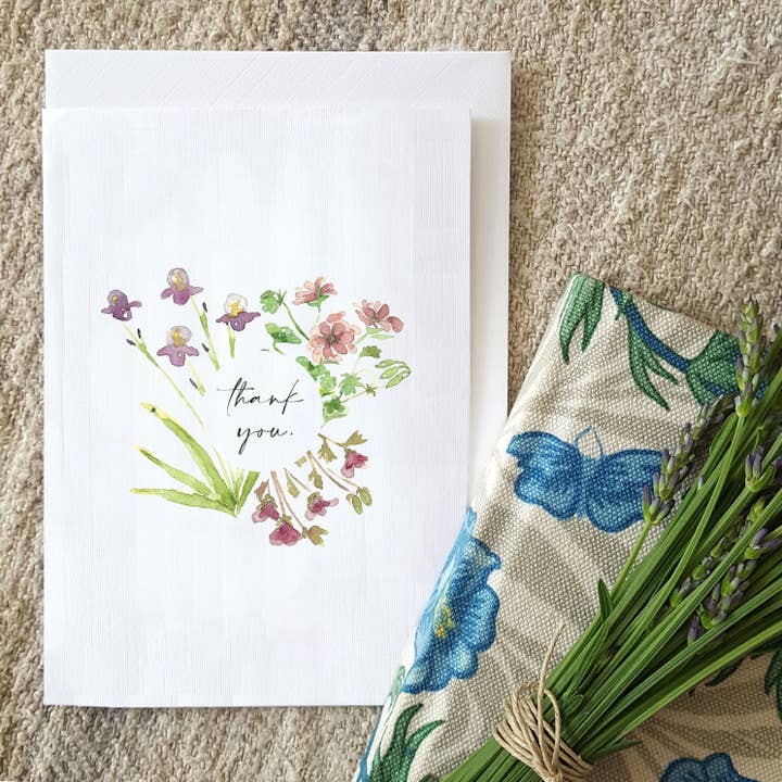 Cartes de remerciement florales (A6) simples pour la vente par feather.ink