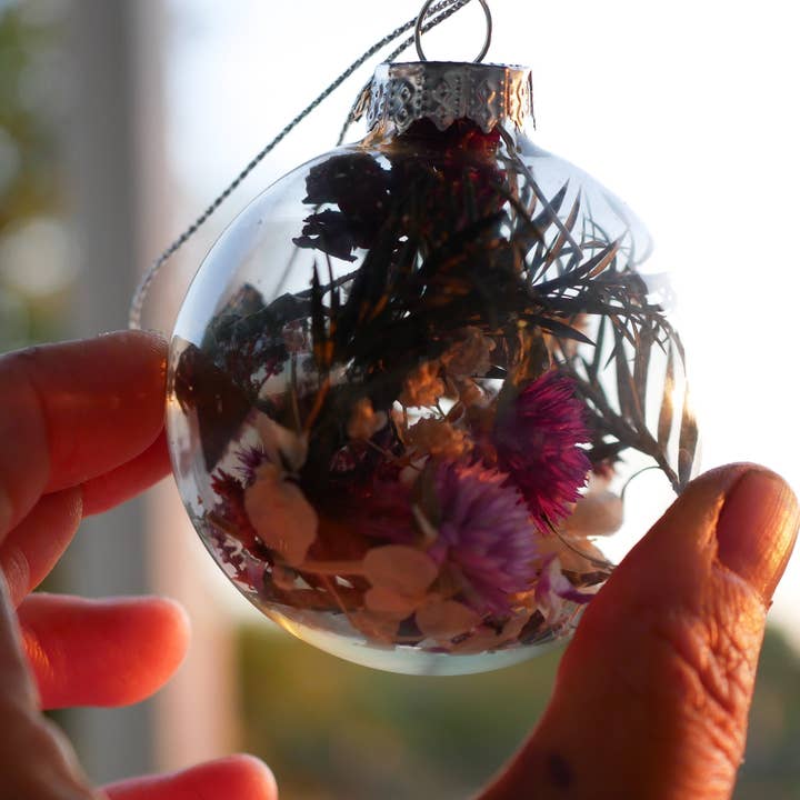 Remedy Designs - Wholesale Ornament - Dried Flower Ornaments | 3.5” Glass Baubles | Single or Pack of 58