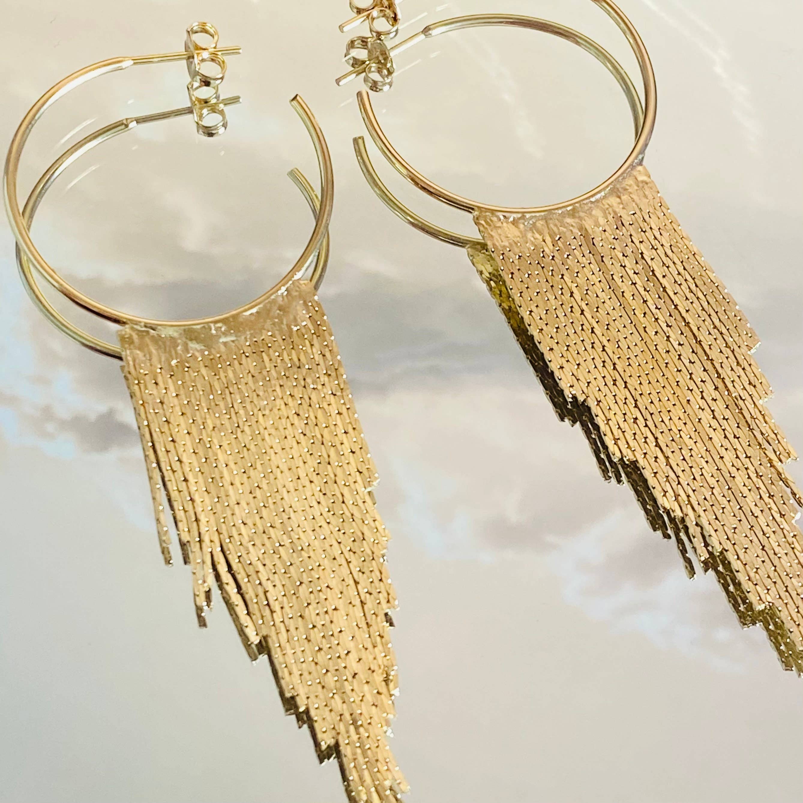 Housegoldjewelry – Engroshandel Hængeøreringe og creoløreringe – Guld frynser øreringe, dingle øreringe, guld kvast øreringe6