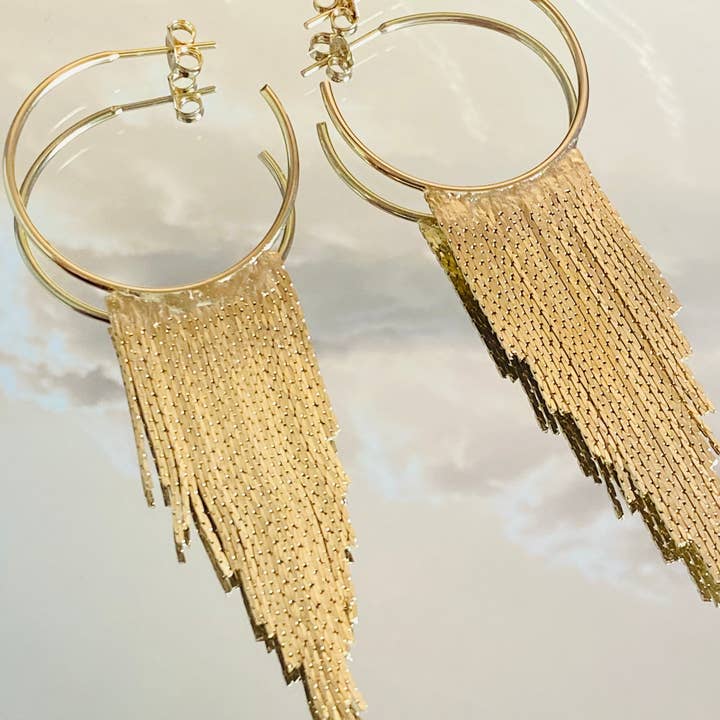 Housegoldjewelry – Engroshandel Hængeøreringe og creoløreringe – Guld frynser øreringe, dingle øreringe, guld kvast øreringe6