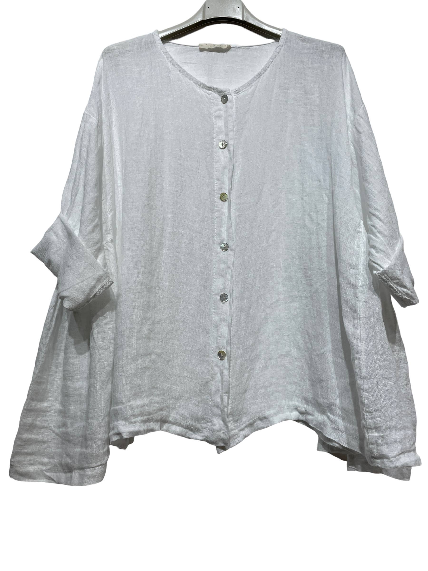 LINEN & COTTON HOUSE – Großhandel Hemd mit Button-down-Kragen – Damen – 61911 Bluse aus Leinen und Baumwolle – Einheitsgröße11