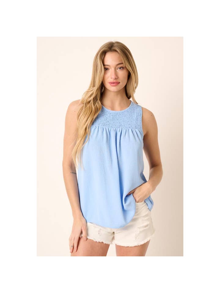 mittoshop - Wholesale Blouse - Women's - AIRFLOW SMOCKED YOKE SLEEVELESS BLOUSE