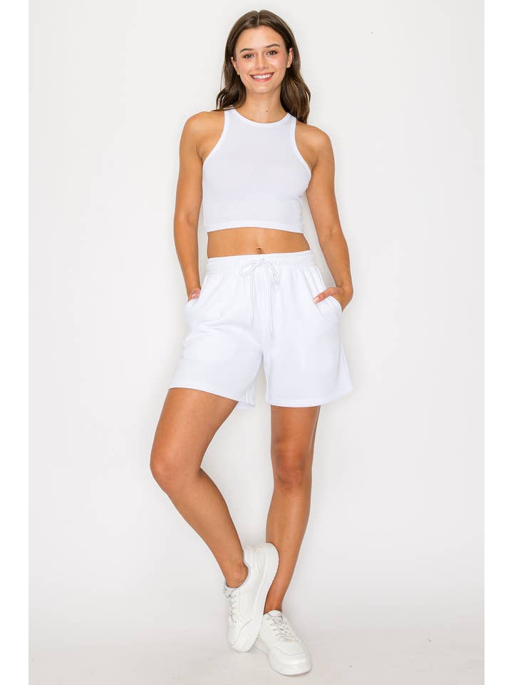 Color 5 - Wholesale Shorts - Women's - Solid color fleece loose fit casual long shorts w/pockets 12