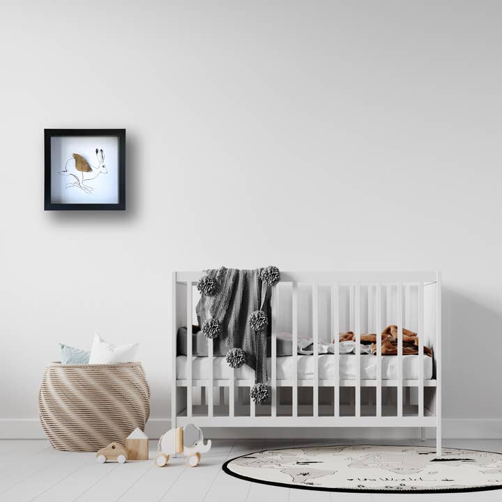 Isms – Großhandel 3D-Wandkunst – Gerahmtes Kunstbild mit Hase und echtem Schmetterlingsflügel1